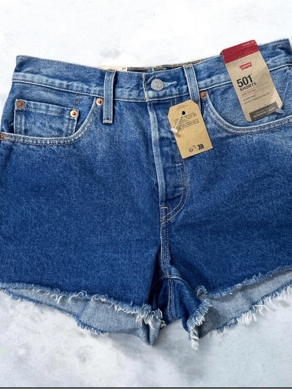 Levi's 501 Dark Blue Denim Cutoff Shorts